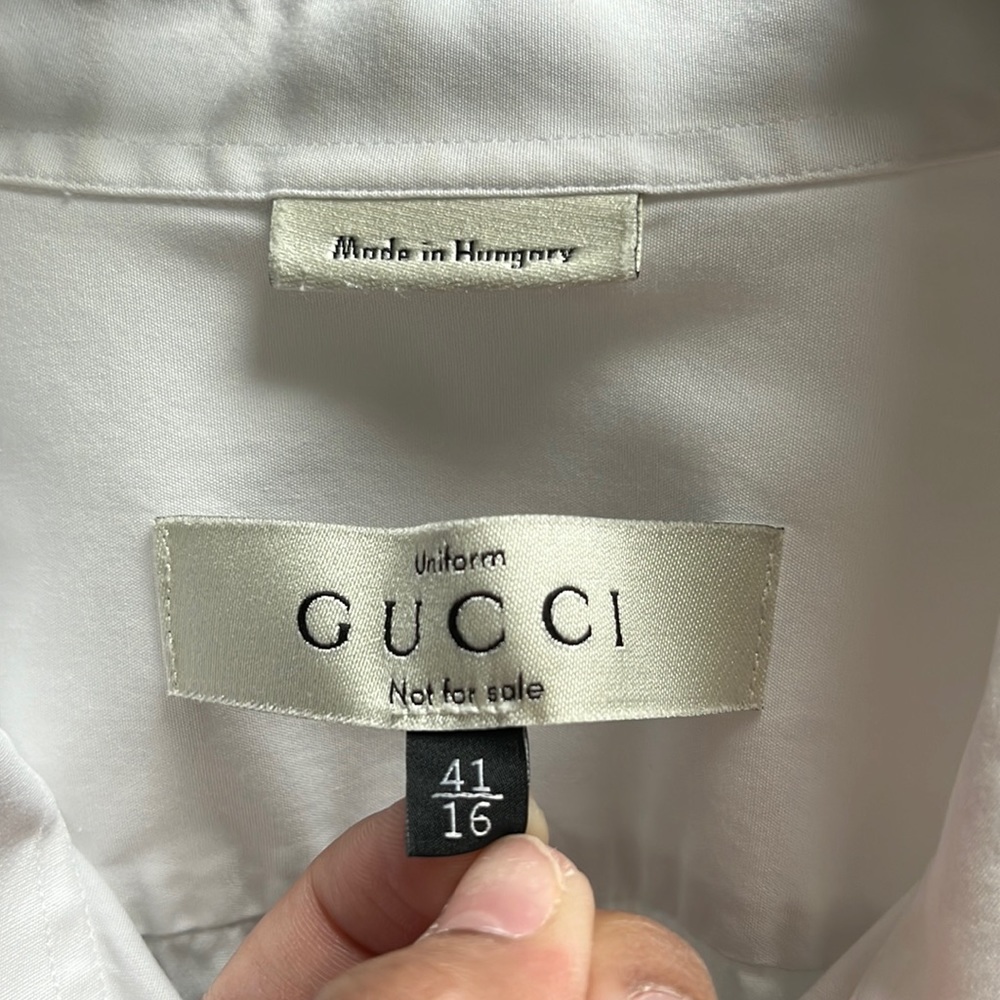 Gucci Men’s White Long Sleeve Uniform Neck 16 Sleeve 41 - Picture 5 of 7